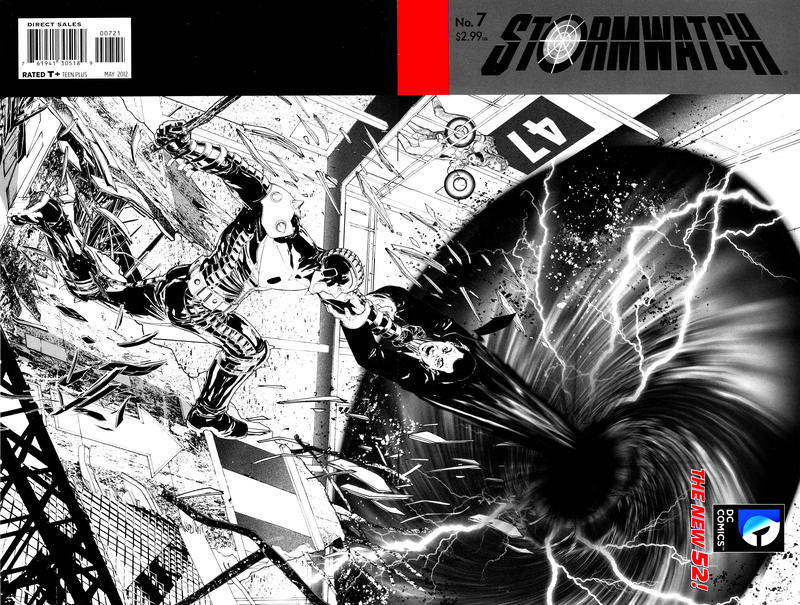 Cover for Stormwatch (DC, 2011 series) #7 [Miguel Sepulveda Black & White Wraparound Cover]