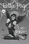 Cover for Bettie Page and the Curse of the Banshee (Dynamite Entertainment, 2021 series) #1 [Black and White Cover Joseph Michael Linsner]