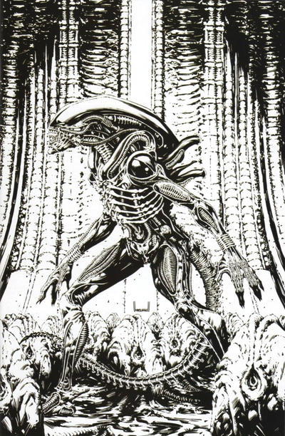 Cover for Alien (Marvel, 2021 series) #1 [Frankie's Comics Exclusive - Kael Ngu Black and White]