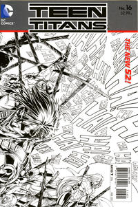 Cover for Teen Titans (DC, 2011 series) #16 [Brett Booth / Norm Rapmund Black & White Wraparound Cover]