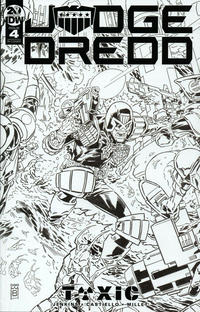 Cover Thumbnail for Judge Dredd: Toxic! (IDW, 2018 series) #4 [Cover RI - Mark Buckingham Black and White]