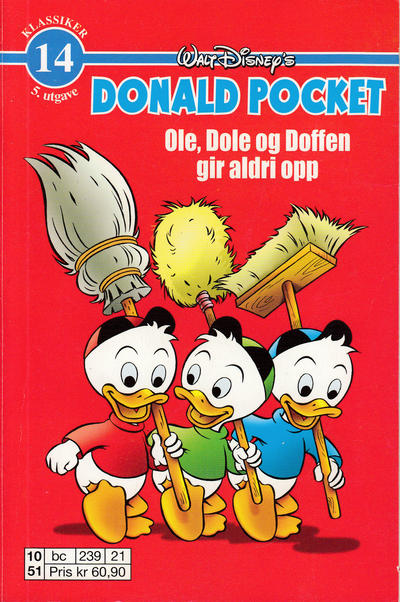 Cover for Donald Pocket (Hjemmet / Egmont, 1968 series) #14 - Ole, Dole, Doffen gir aldri opp [5. opplag bc 239 21]