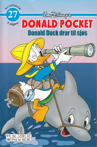 Cover for Donald Pocket (Hjemmet / Egmont, 1968 series) #27 - Donald Duck drar til sjøs [5. opplag bc 239 22]