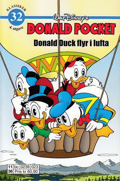 Cover for Donald Pocket (Hjemmet / Egmont, 1968 series) #32 - Donald Duck flyr i lufta [4. opplag bc 0239 023]