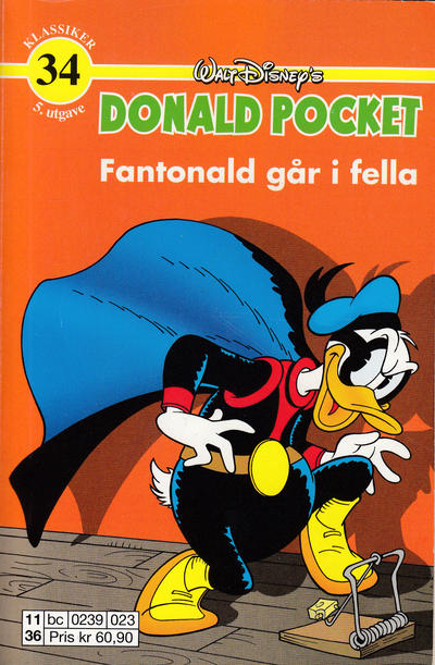 Cover for Donald Pocket (Hjemmet / Egmont, 1968 series) #34 - Fantonald går i fella [5. opplag bc 0239 023]