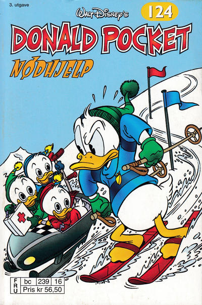 Cover for Donald Pocket (Hjemmet / Egmont, 1968 series) #124 - Nødhjelp [3. utgave bc 239 16]