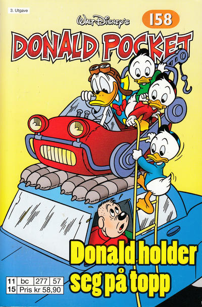 Cover for Donald Pocket (Hjemmet / Egmont, 1968 series) #158 - Donald holder seg på topp [3. utgave bc 277 57]