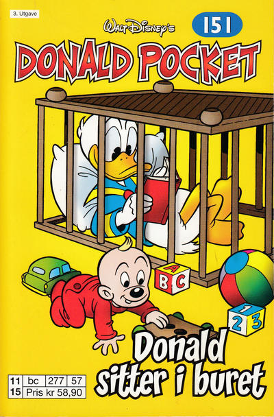 Cover for Donald Pocket (Hjemmet / Egmont, 1968 series) #151 - Donald sitter i buret [3. utgave bc 277 57]