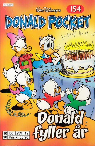Cover for Donald Pocket (Hjemmet / Egmont, 1968 series) #154 - Donald fyller år [3. utgave bc 239 19]