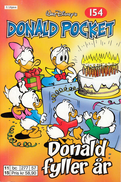 Cover for Donald Pocket (Hjemmet / Egmont, 1968 series) #154 - Donald fyller år [3. utgave bc 277 57]