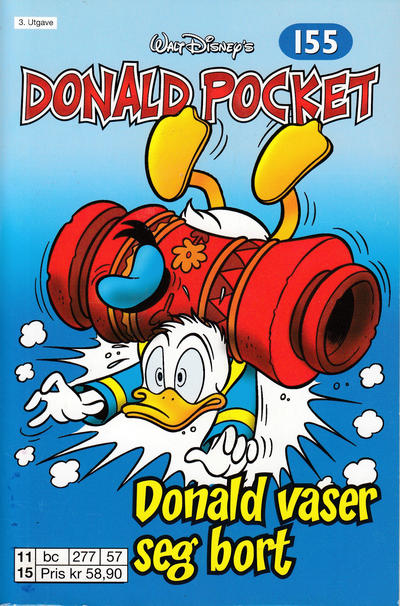Cover for Donald Pocket (Hjemmet / Egmont, 1968 series) #155 - Donald vaser seg bort [3. utgave bc 277 57]