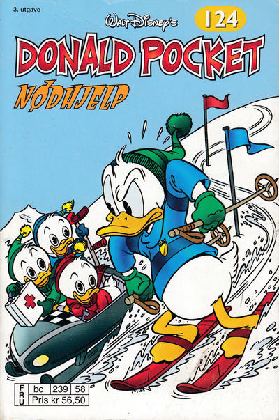Cover for Donald Pocket (Hjemmet / Egmont, 1968 series) #124 - Nødhjelp [3. utgave bc 239 58]