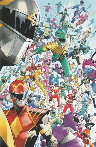 Cover for Mighty Morphin (Boom! Studios, 2020 series) #1 [Dan Mora Every Ranger Ever Cover]
