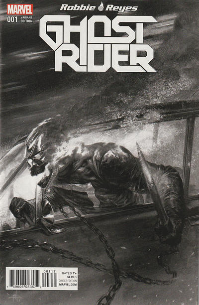 Cover for Ghost Rider (Marvel, 2017 series) #1 [Frankie's Comics Exclusive Gabriele Dell'Otto Black and White Variant]