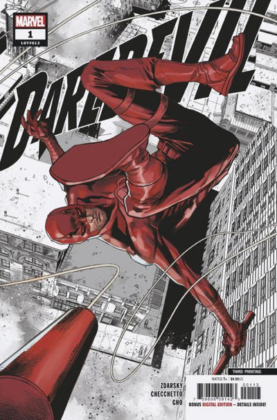 Cover for Daredevil (Marvel, 2019 series) #1 (613) [Third Printing - Marco Checchetto]