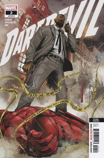 Cover for Daredevil (Marvel, 2019 series) #2 (614) [Second Printing - Marco Checchetto]