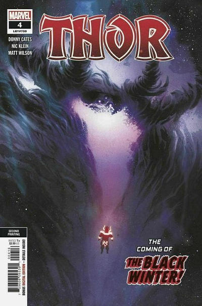 Cover for Thor (Marvel, 2020 series) #4 (730) [Second Printing - Black Winter - Nic Klein]