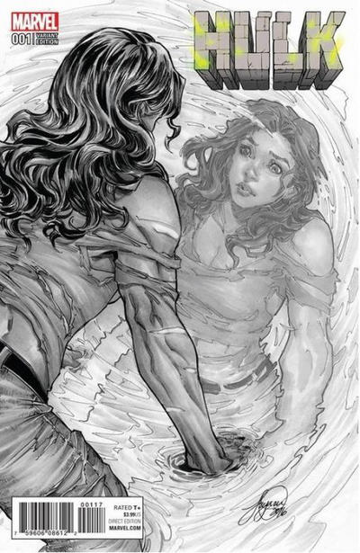 Cover for Hulk (Marvel, 2017 series) #1 [Exclusive Siya Oum Black and White Variant]