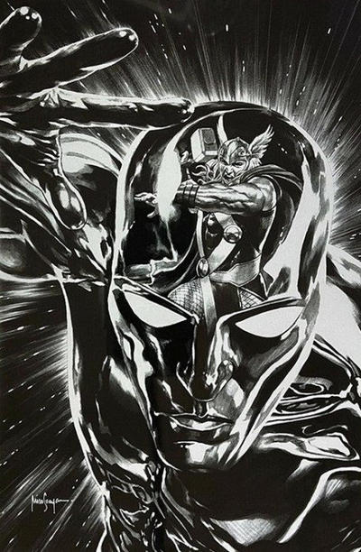 Cover for Thor (Marvel, 2020 series) #9 (735) [Big Time Collectibles / Slab City Comics Exclusive - Mico Suayan Black and White]