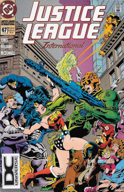 Cover for Justice League International (DC, 1993 series) #67 [DC Universe Corner Box]