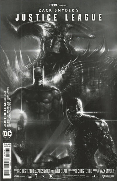 Cover for Justice League (DC, 2018 series) #59 [Liam Sharp Snyder Cut Black and White Cardstock Variant Cover]