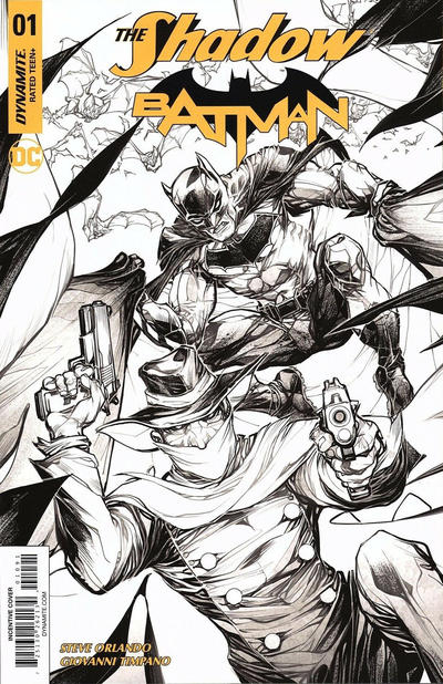 Cover for The Shadow / Batman (Dynamite Entertainment, 2017 series) #1 [Cover I Black and White Howard Porter]