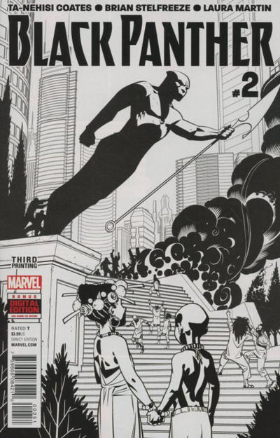 Cover for Black Panther (Marvel, 2016 series) #2 [Third Printing Variant - Brian Stelfreeze Black and White]
