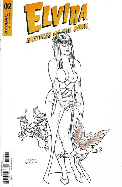 Cover for Elvira Mistress of the Dark (Dynamite Entertainment, 2018 series) #2 [Cover G Black and White Joe Linsner]
