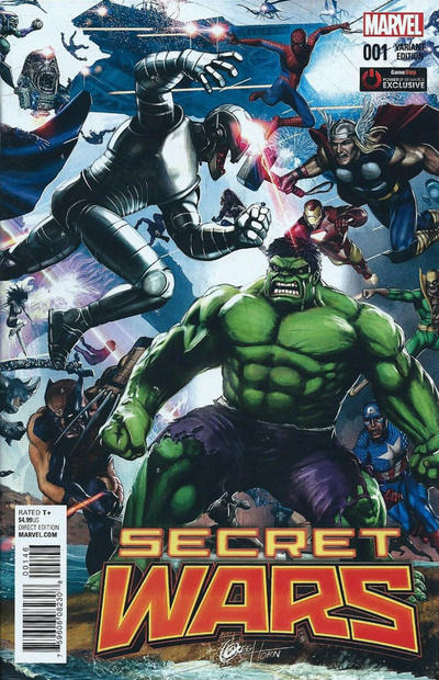 Cover for Secret Wars (Marvel, 2015 series) #1 [Gamestop Power Up Exclusive Greg Horn Connecting Variant]