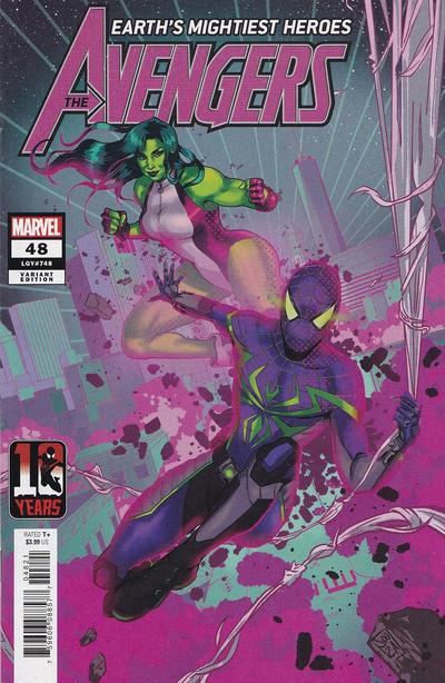 Cover for Avengers (Marvel, 2018 series) #48 (748) [Ernanda Souza Miles Morales Spider-Man 10th Anniversary Cover]