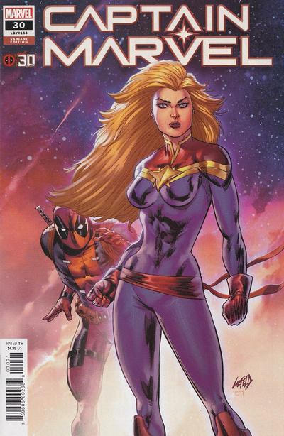 Cover for Captain Marvel (Marvel, 2019 series) #30 (164) [Rob Liefeld Deadpool 30th Anniversary Cover]