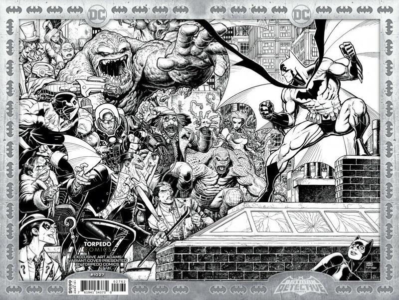 Cover for Detective Comics (DC, 2011 series) #1027 [Torpedo Comics Arthur Adams Black and White Wraparound Variant Cover]