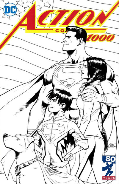 Cover for Action Comics (DC, 2011 series) #1000 [Newbury Comics Patrick Gleason Black and White Cover]