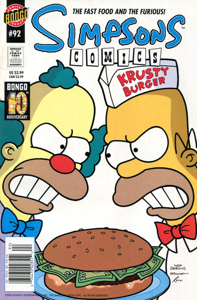 Cover for Simpsons Comics (Bongo, 1993 series) #92 [Newsstand]