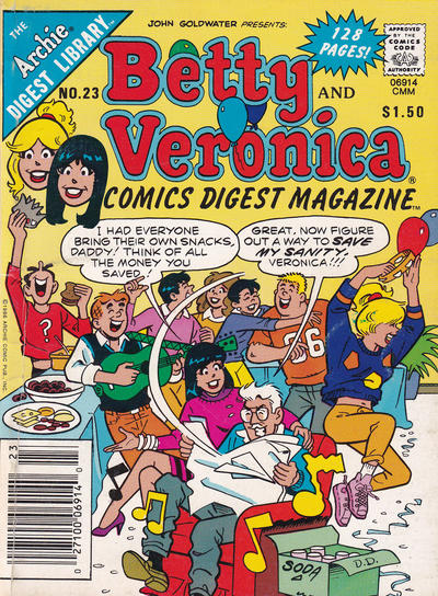 Cover for Betty and Veronica Comics Digest Magazine (Archie, 1983 series) #23 [Canadian]