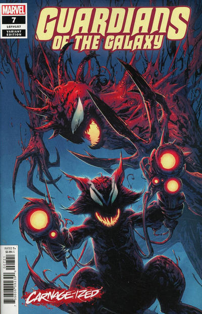 Cover for Guardians of the Galaxy (Marvel, 2019 series) #7 (157) [Giuseppe Camuncoli 'Carnage-ized']