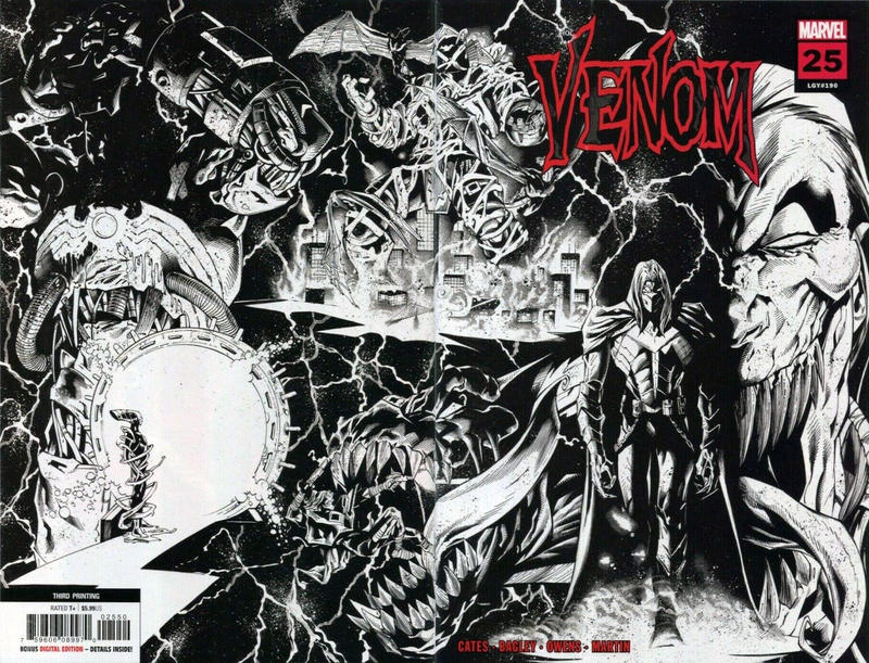 Cover for Venom (Marvel, 2018 series) #25 (190) [Third Printing - Ryan Stegman Black and White Wraparound]