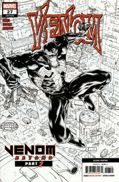 Cover for Venom (Marvel, 2018 series) #27 (192) [Second Printing - Ryan Stegman Black and White]