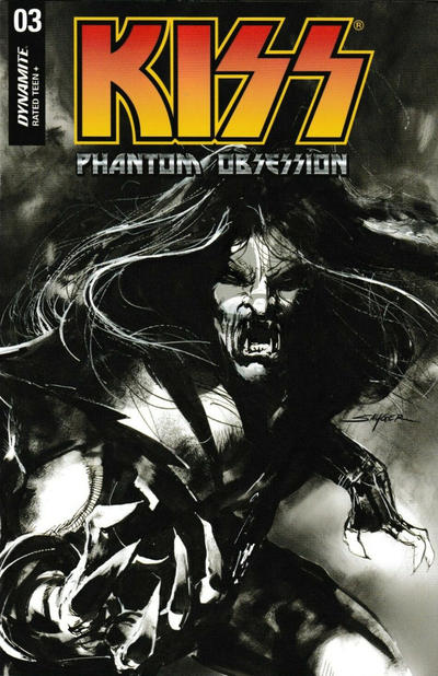 Cover for KISS: Phantom Obsession (Dynamite Entertainment, 2021 series) #3 [Cover G - Stuart Sayger Black and White]