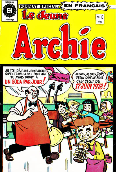 Cover for Le Jeune Archie (Editions Héritage, 1976 series) #16