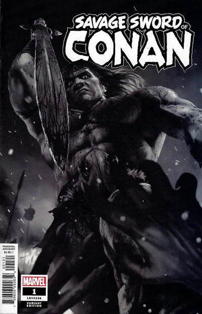 Cover for Savage Sword of Conan (Marvel, 2019 series) #1 (236) [Rahzzah Murdock Black and White Cover]