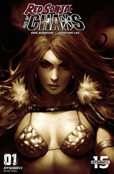 Cover for Red Sonja: Age of Chaos (Dynamite Entertainment, 2020 series) #1 [Incentive Monochromatic Cover Derrick Chew]