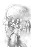 Cover Thumbnail for Red Sonja: Age of Chaos (2020 series) #3 [Bonus FOC Variant Virgin Black and White Cover - Lucio Parrillo]