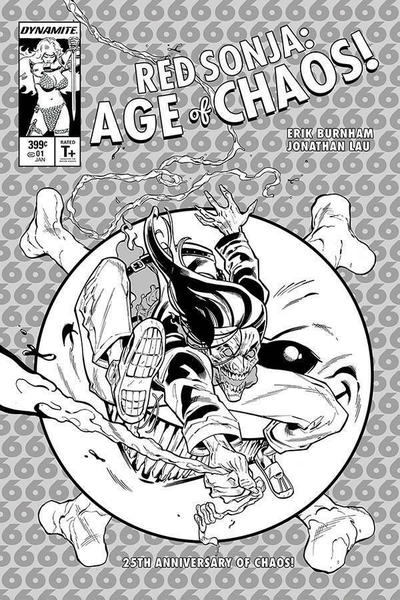 Cover for Red Sonja: Age of Chaos (Dynamite Entertainment, 2020 series) #1 [Black and White Variant Cover - Cian Tormey]