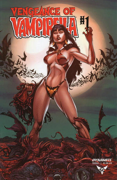 Cover for Vengeance of Vampirella (Dynamite Entertainment, 2019 series) #1 [Blood Moon Cover Buzz]