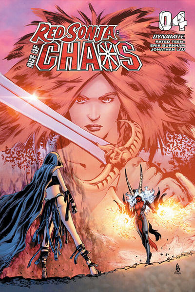 Cover for Red Sonja: Age of Chaos (Dynamite Entertainment, 2020 series) #4 [Bonus FOC Variant Cover - Jonathan Lau]