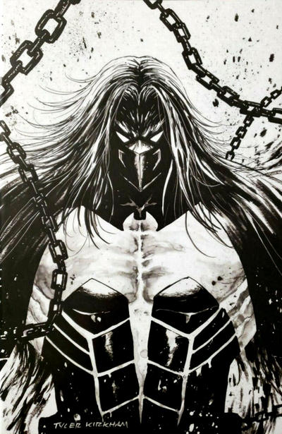 Cover for Venom (Marvel, 2018 series) #27 (192) [Unknown Comics / Street Level Hero Exclusive - Tyler Kirkham Virgin Art Black and White]