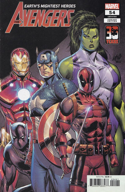 Cover for Avengers (Marvel, 2018 series) #54 (754) [Rob Liefeld Deadpool 30th Anniversary Cover]