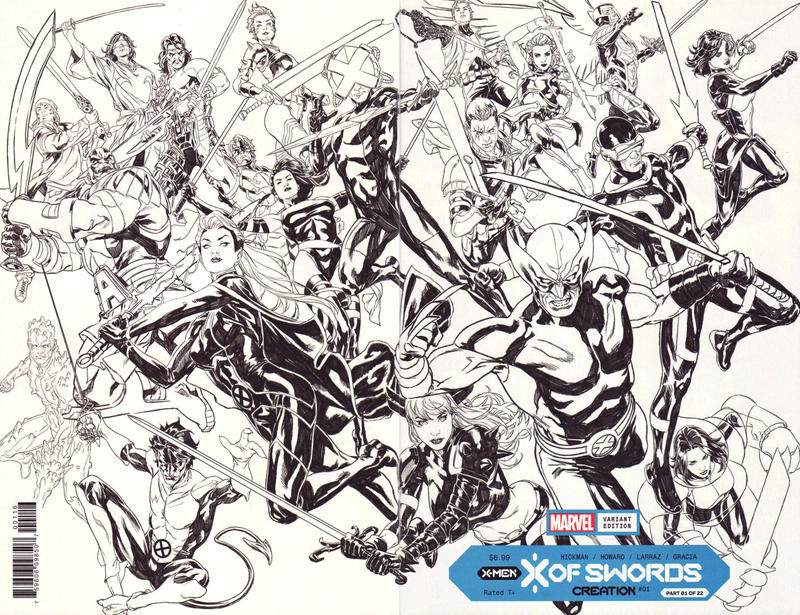 Cover for X of Swords: Creation (Marvel, 2020 series) #1 [Mark Brooks Black and White Wraparound Cover]