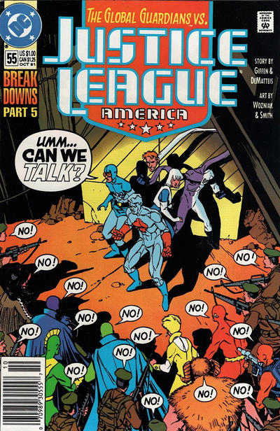 Cover for Justice League America (DC, 1989 series) #55 [Newsstand]